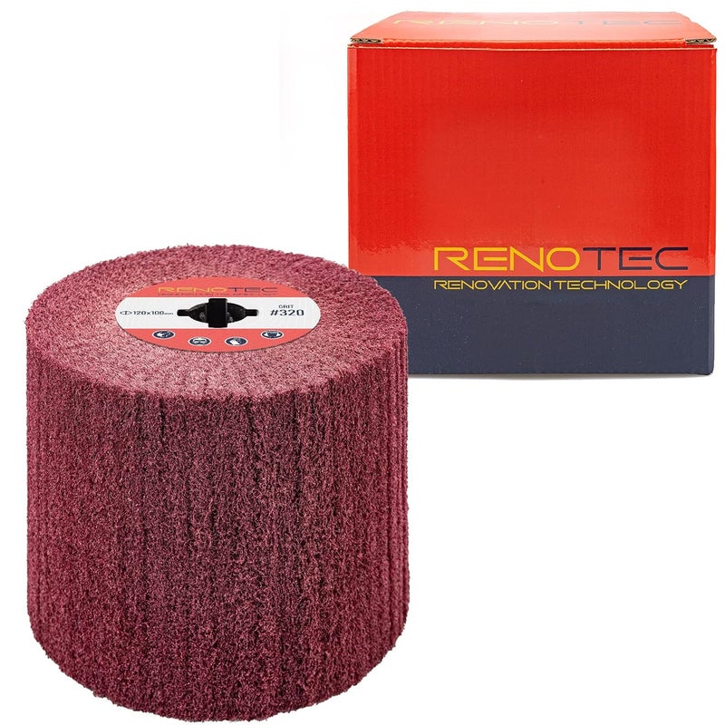 RENOTEC 120x100mm Non-Woven Abrasive Flap Wire Drawing Polishing Burnishing Wheel for The Surface Treatment of Metal Products (320 GRIT) - Image 2